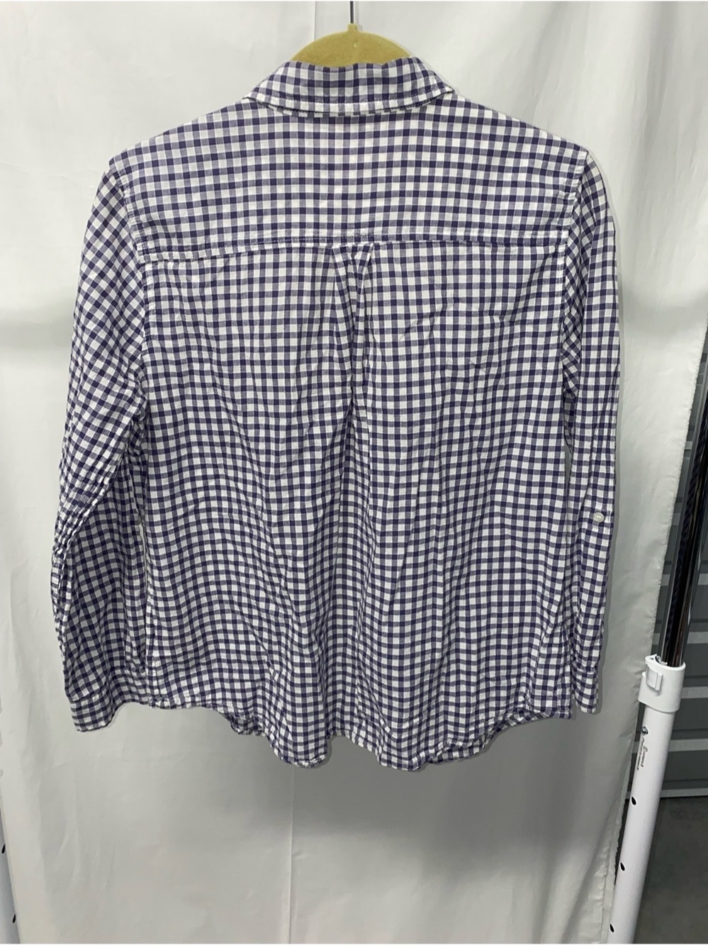 Faded Glory Navy and White Gingham Button-Down Shirt - Picture 3 of 3